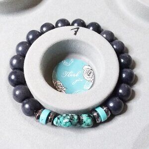 Turquoise Magnesite & Chunky Beads! Rustic SouthWestern Vibes Beaded Bracelet #3